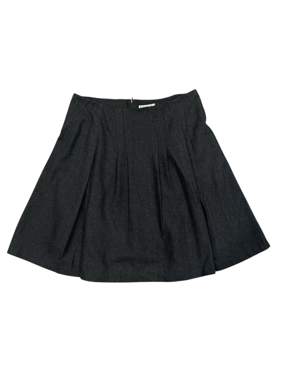 Kookai Paris Charcoal Wool Blend Pleated A-Line Skirt 40 (Fits M)